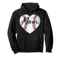 Baseball Heart Mom Softball Wife Hoodie - Casual Everyday Wear Men Women - T-Shirt, Sweatshirt, Hoodie