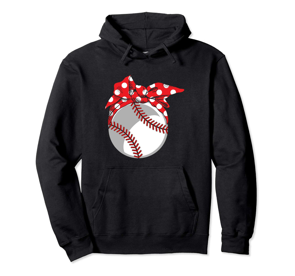 Baseball Sport Mom Red Polka Dot Hoodie - Fun Novelty Design Men Women - T-Shirt, Sweatshirt, Hoodie