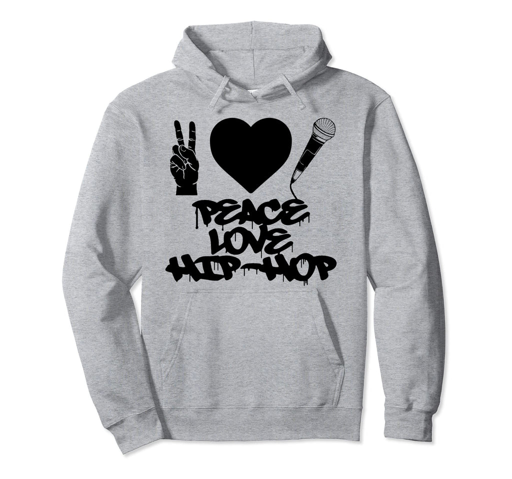 Peace Love Hip Hop Old School Rap Mic Hoodie - Novelty Apparel Men Women - T-Shirt, Sweatshirt, Hoodie