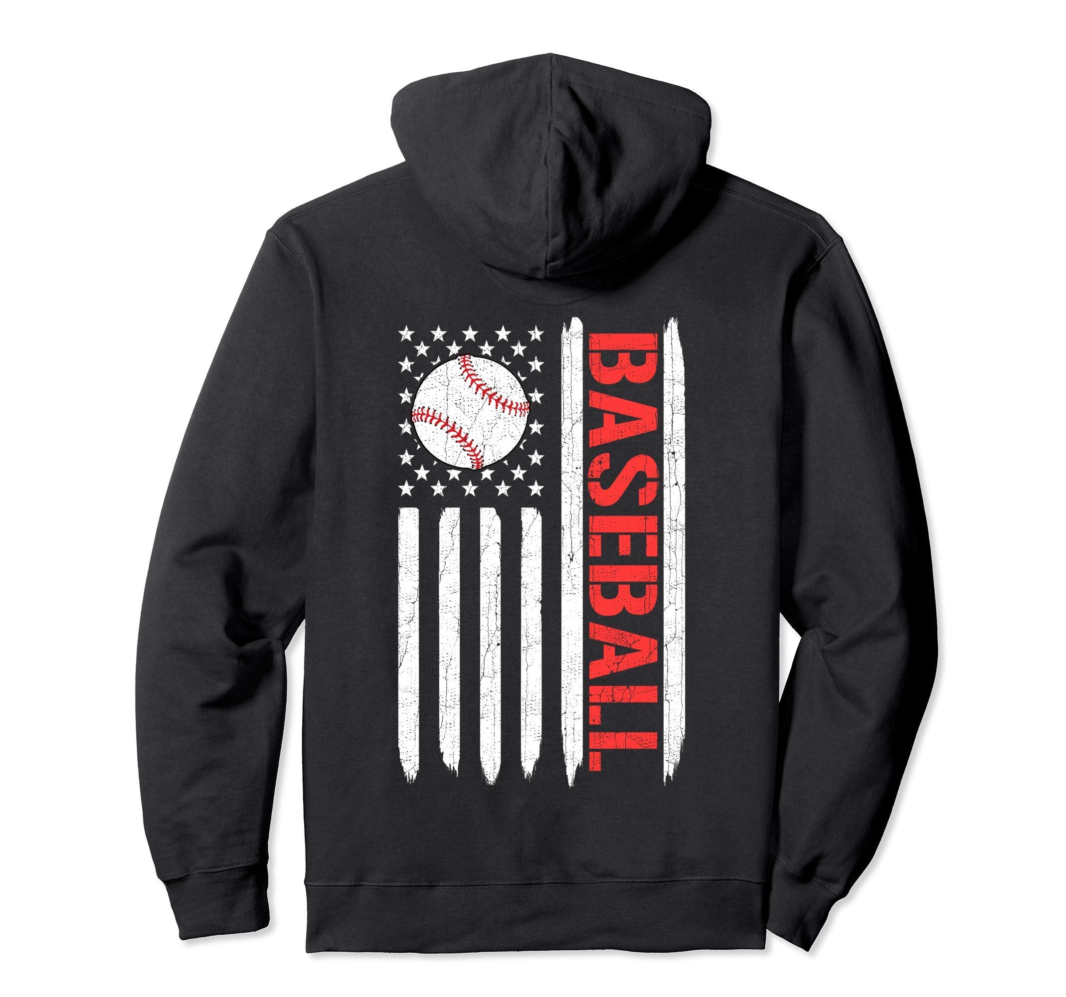 Baseball American Flag Dad Mom Gift Hoodie - Unique Graphic Men Women - T-Shirt, Sweatshirt, Hoodie