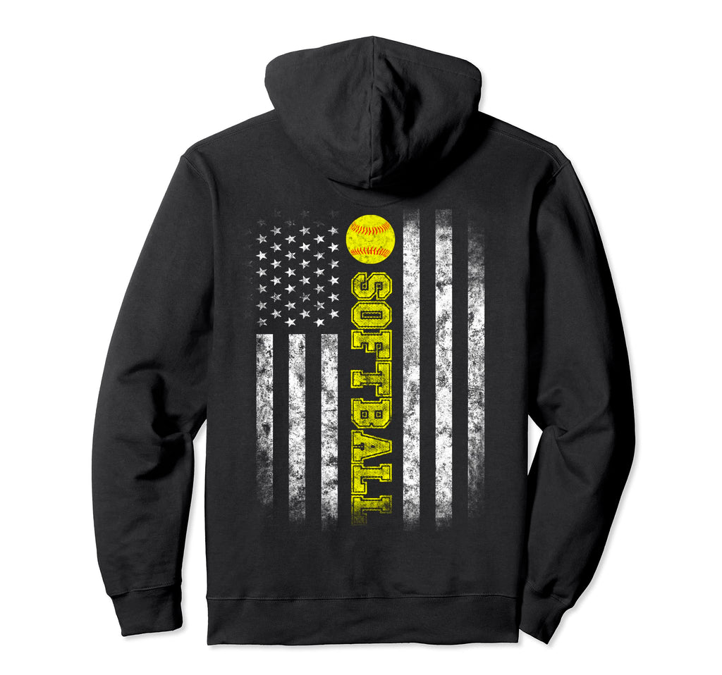 American Flag Softball Team Love Hoodie - Minimalist Print Men Women - T-Shirt, Sweatshirt, Hoodie