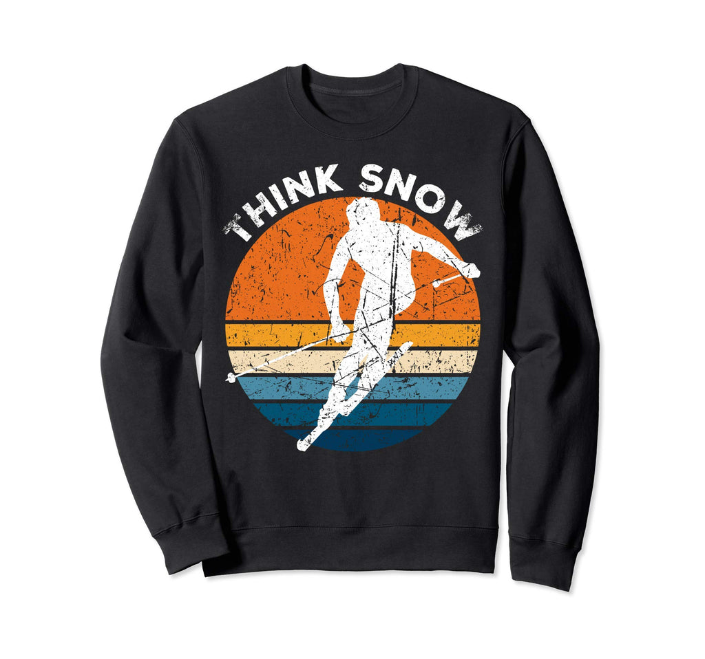 Think Snow Downhill Skiing Sunset Sweatshirt - Novelty Apparel Men Women - T-Shirt, Sweatshirt, Hoodie