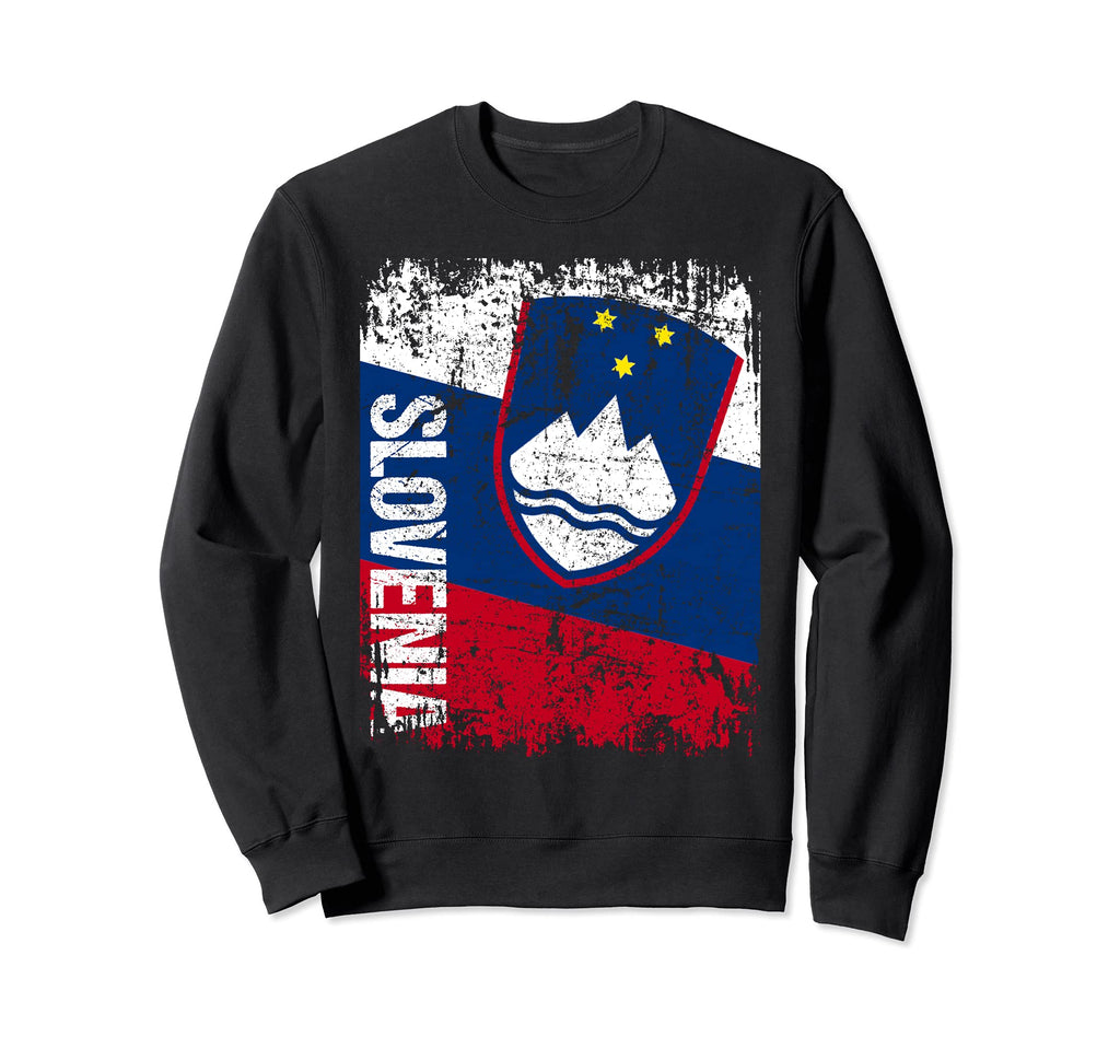 Slovenia Flag Distressed Slovenia Sweatshirt - Custom Art Print for Adults - T-Shirt, Sweatshirt, Hoodie