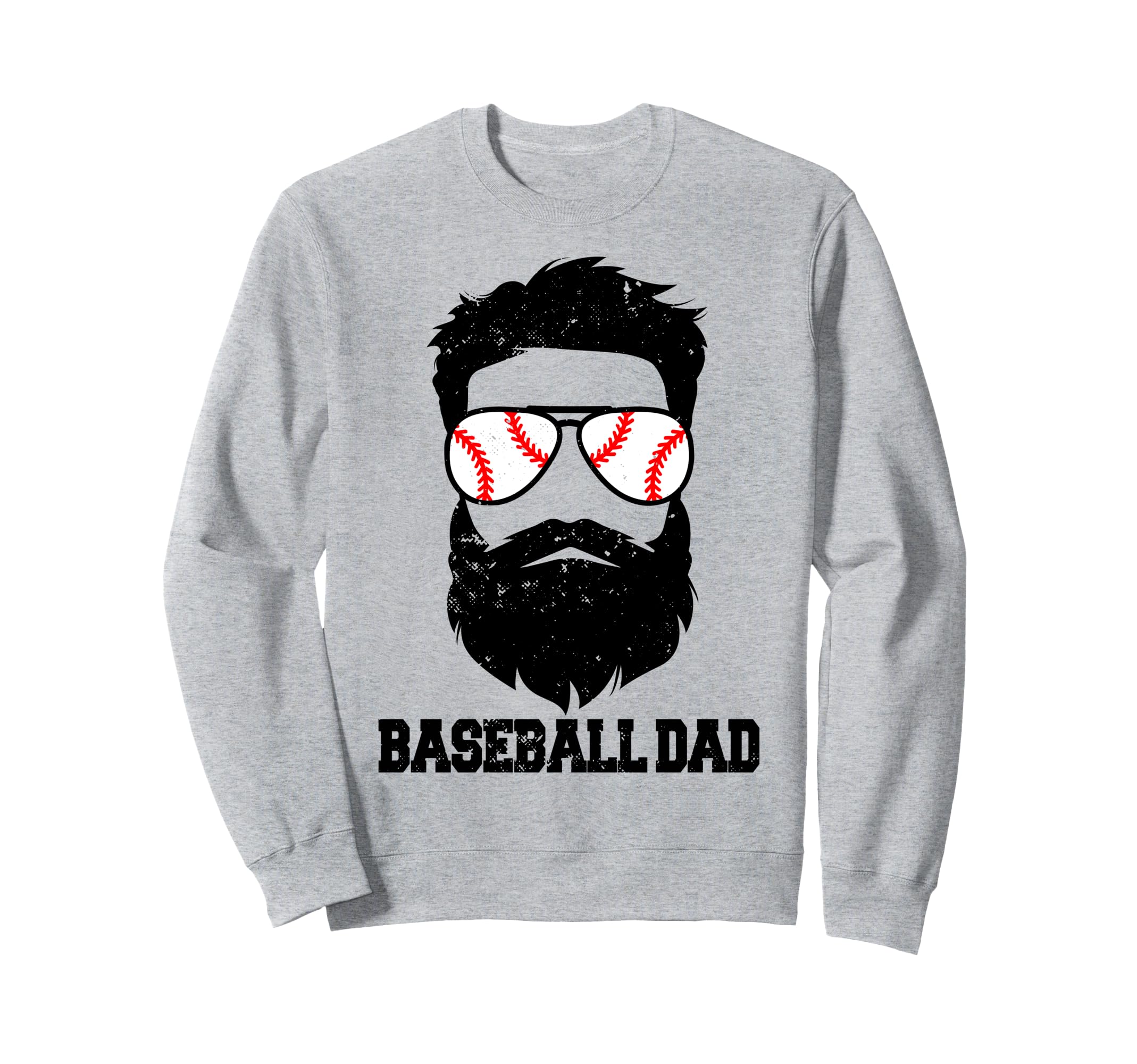 Baseball Dad Funny Messy Hair Beard Sweatshirt - Graphic Print Unisex - T-Shirt, Sweatshirt, Hoodie
