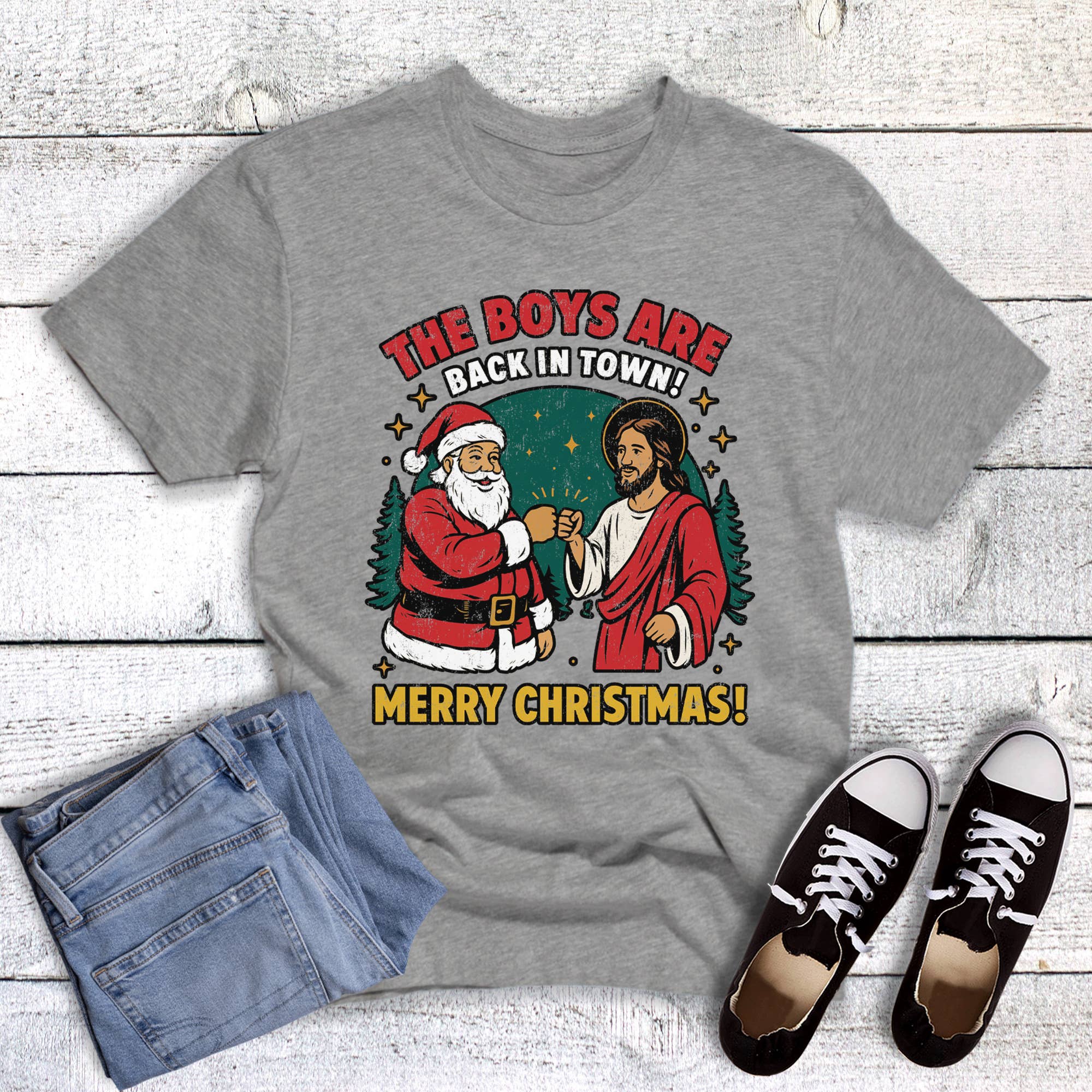 Funny Christmas the Boys Are Back in Town Graphic - Adult & Kids T-Shirts, Sweatshirts & Hoodies apparel design preview 1