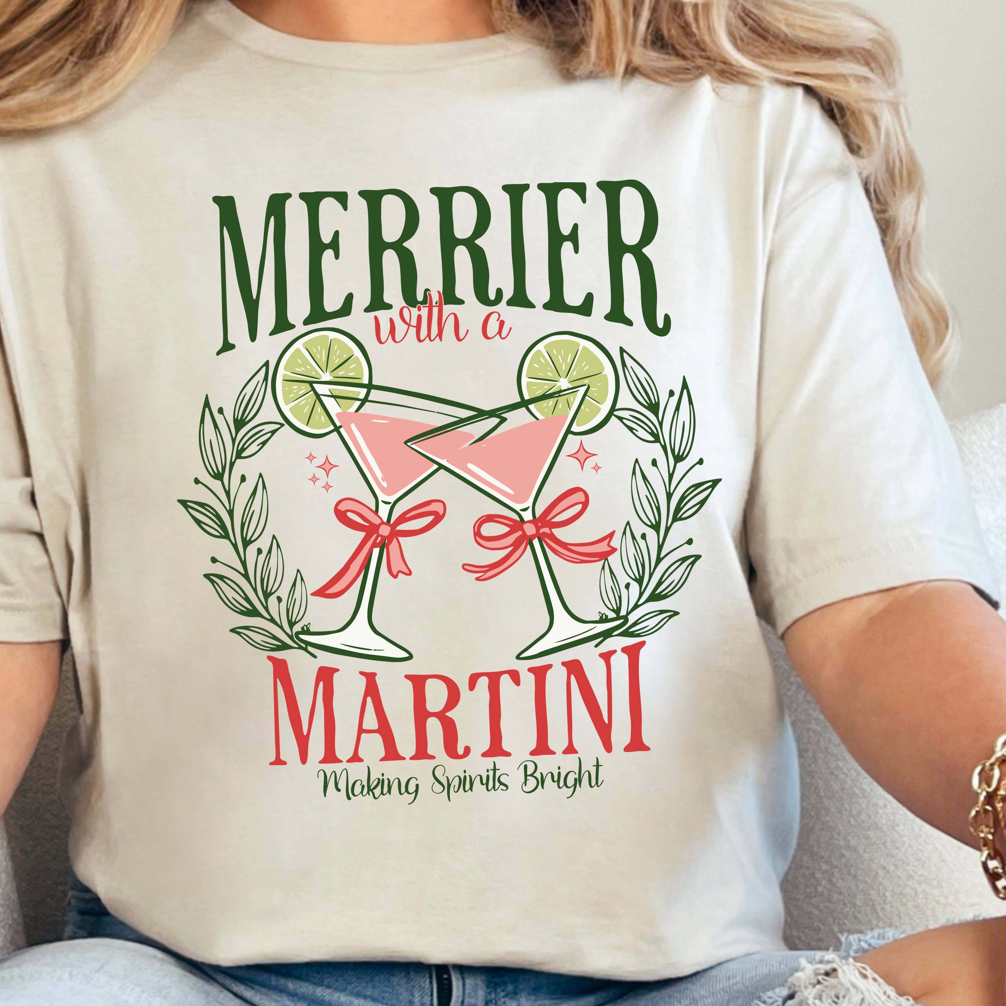 Merrier Martini Christmas Graphic Gildan - Adult & Kids T-Shirts, Sweatshirts & Hoodies apparel design preview 1