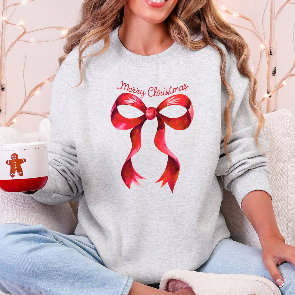 Christmas, Coquette Bow, Ribbon, Cute, Girly - Adult & Kids T-Shirts, Sweatshirts & Hoodies apparel design preview 1