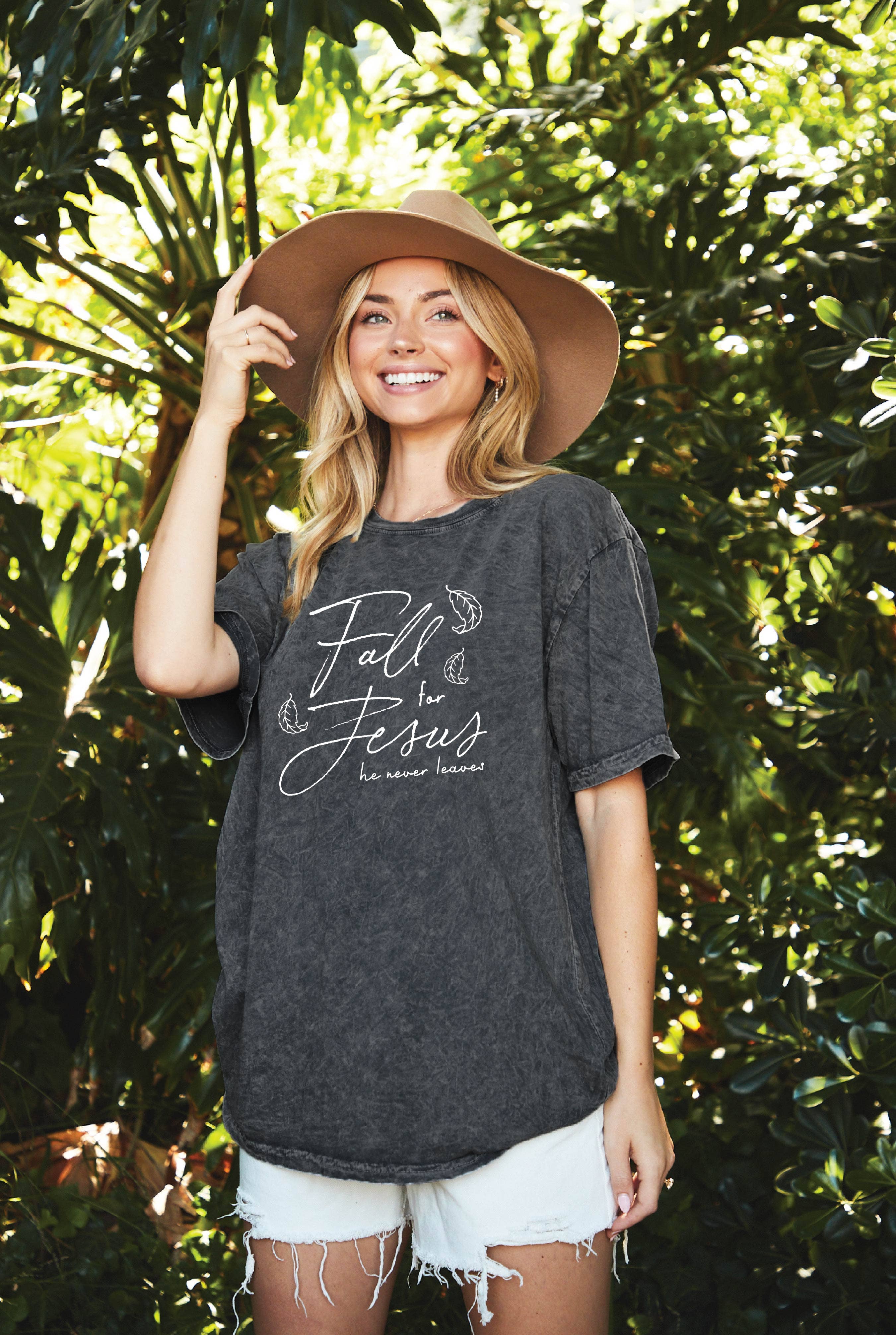 Fall For Jesus Oversized Mineral Washed Graphic Top - Adult & Kids T-Shirts, Sweatshirts & Hoodies apparel design preview 1