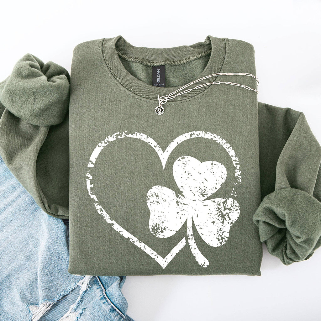 Retro Heart, Vintage, St Patrick's Day, Shamrock, - Adult & Kids T-Shirts, Sweatshirts & Hoodies apparel design preview 1