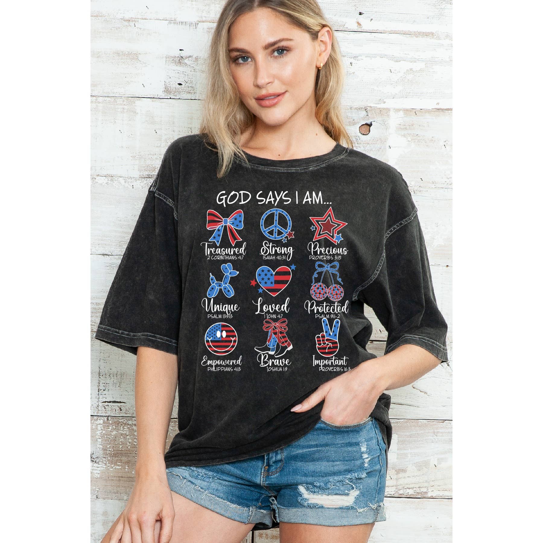 God Says I Am Oversize Mineral Wash - Adult & Kids T-Shirts, Sweatshirts & Hoodies apparel design preview 1