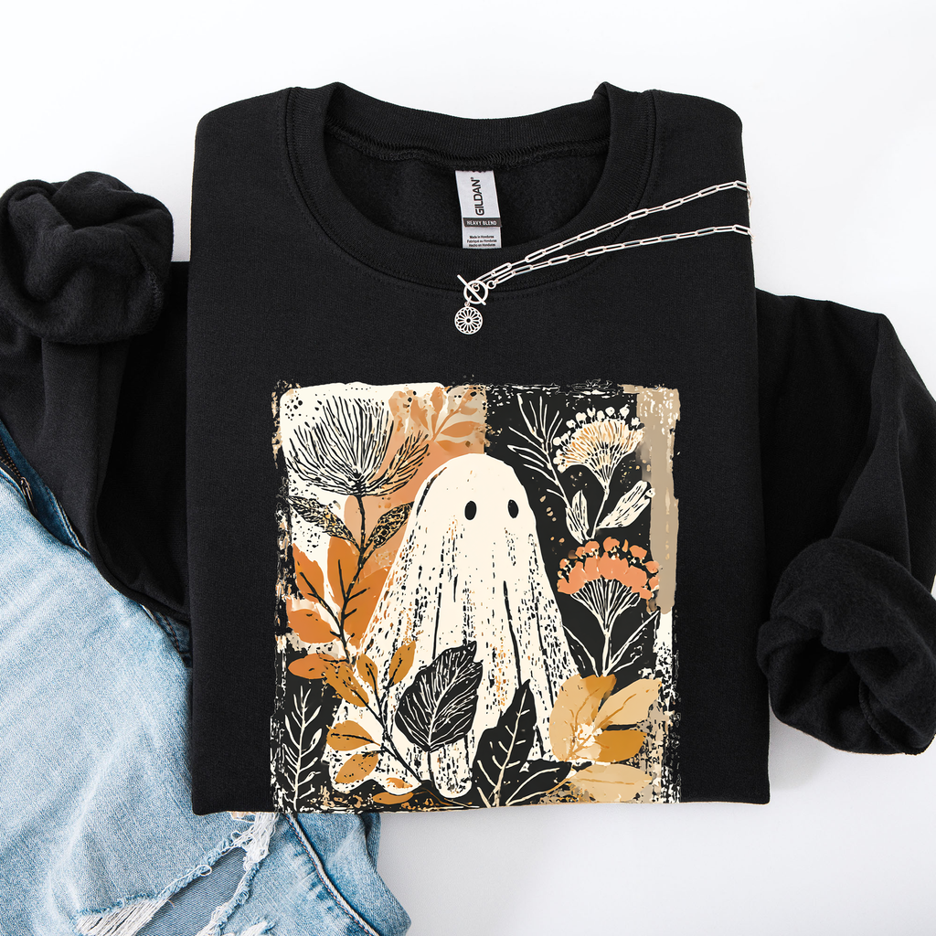 Vintage Ghost Halloween Autumn, Fall - Adult & Kids T-Shirts, Sweatshirts & Hoodies apparel design preview 1
