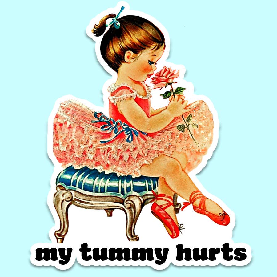 My Tummy Hurts Funny Sticker Decal, Vintage, - Adult & Kids T-Shirts, Sweatshirts & Hoodies apparel design preview 1