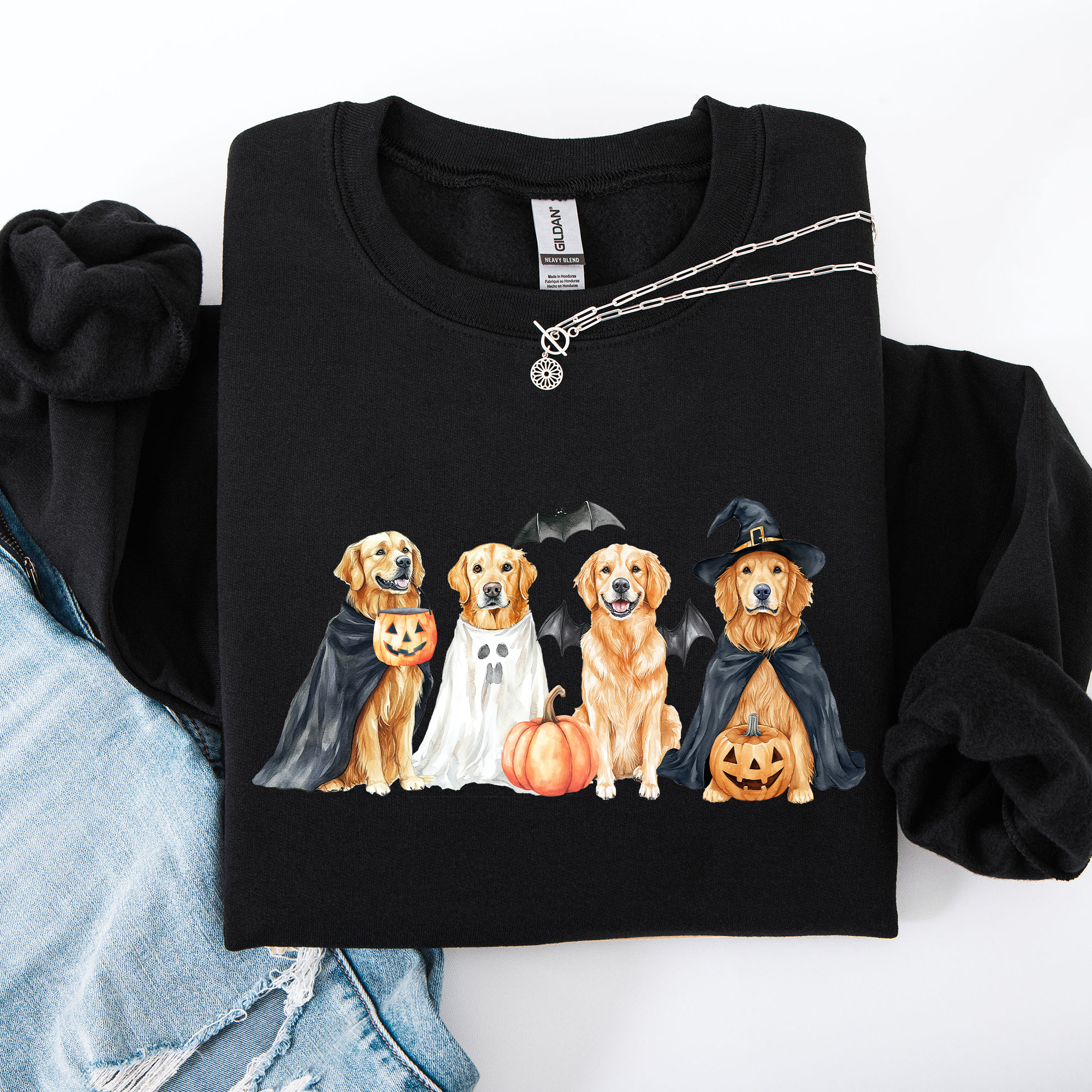 Adorable Halloween Dogs, Bats, Pumpkins - Adult & Kids T-Shirts, Sweatshirts & Hoodies apparel design preview 1