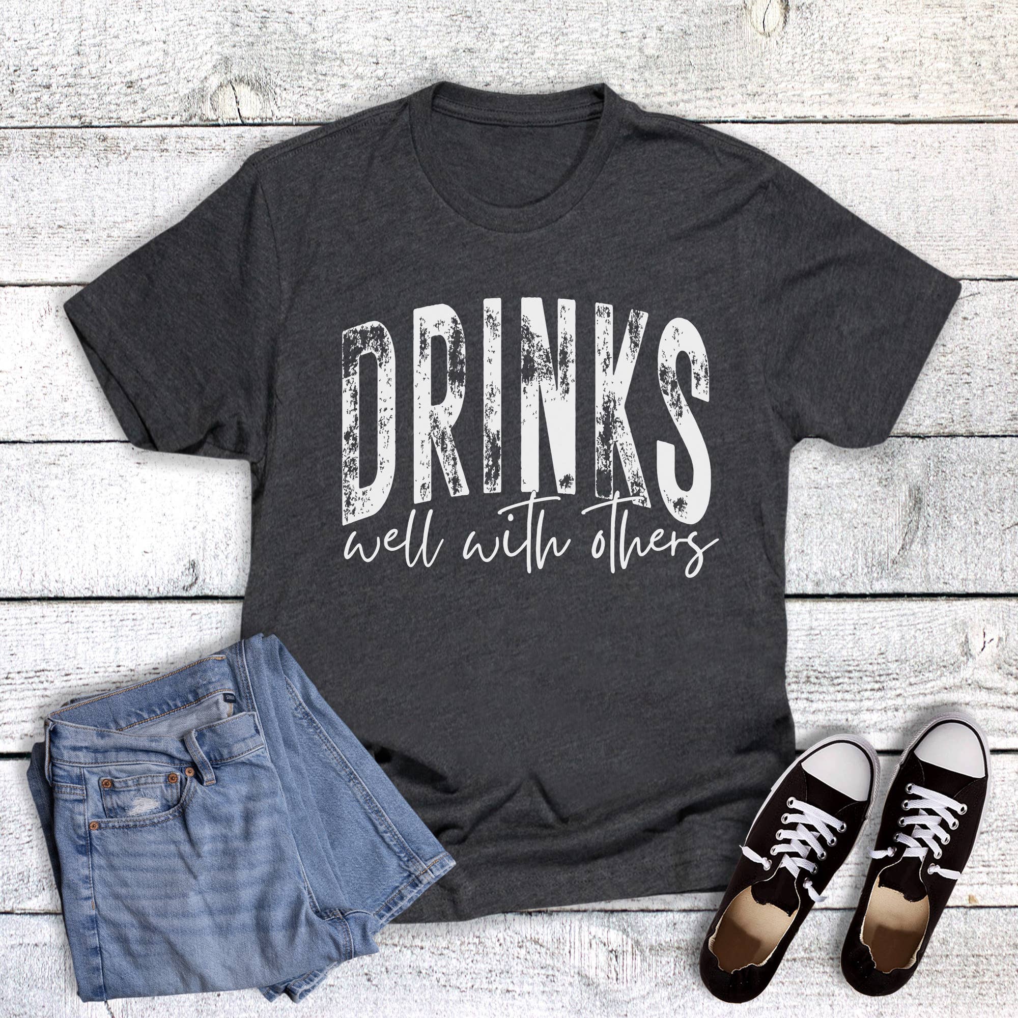 Funny Drinks Well with Others Graphic - Adult & Kids T-Shirts, Sweatshirts & Hoodies apparel design preview 1