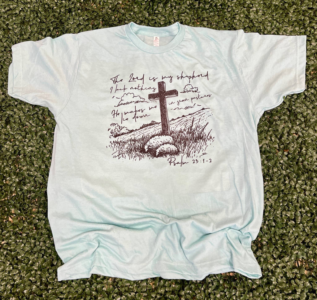 The Lord Is My Shepard On Tultex Purist Blue - Adult & Kids T-Shirts, Sweatshirts & Hoodies apparel design preview 1