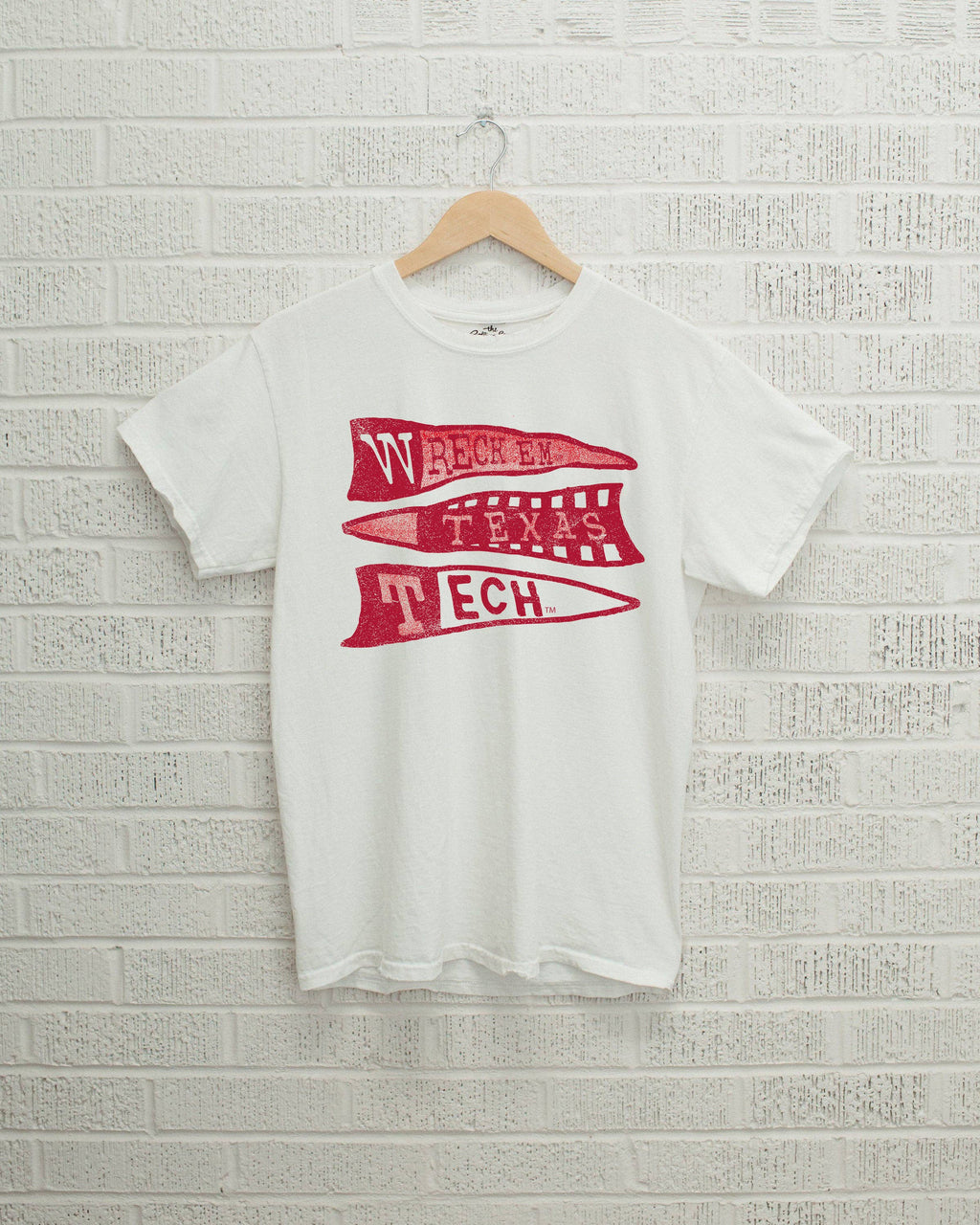 Wreck Em Texas Tech Pennant White Comfort Colors - Adult & Kids T-Shirts, Sweatshirts & Hoodies apparel design preview 1