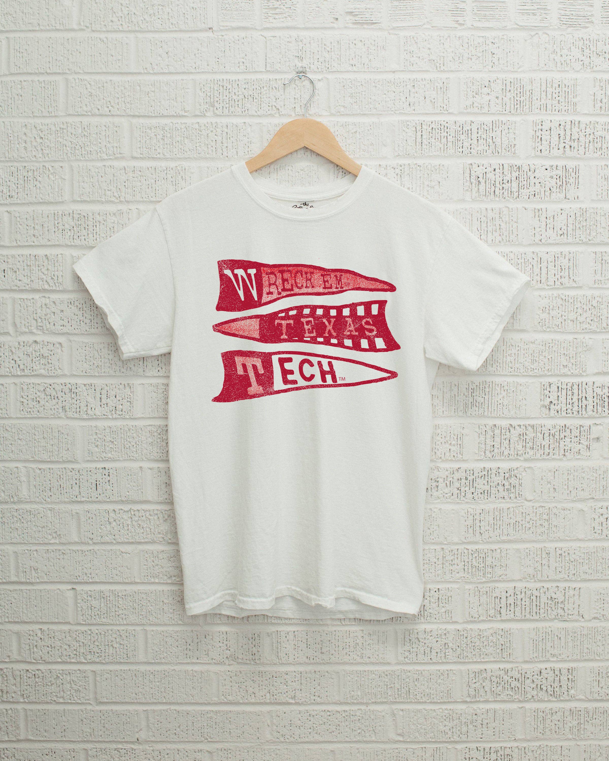Wreck Em Texas Tech Pennant White Comfort Colors - Adult & Kids T-Shirts, Sweatshirts & Hoodies apparel design preview 1