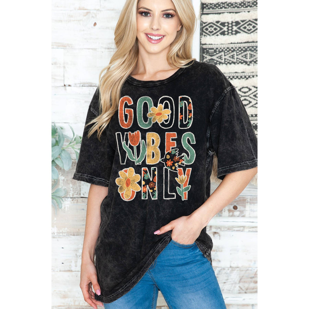 Good Vibes Only Unisex Oversized Mineral Wash - Adult & Kids T-Shirts, Sweatshirts & Hoodies apparel design preview 1