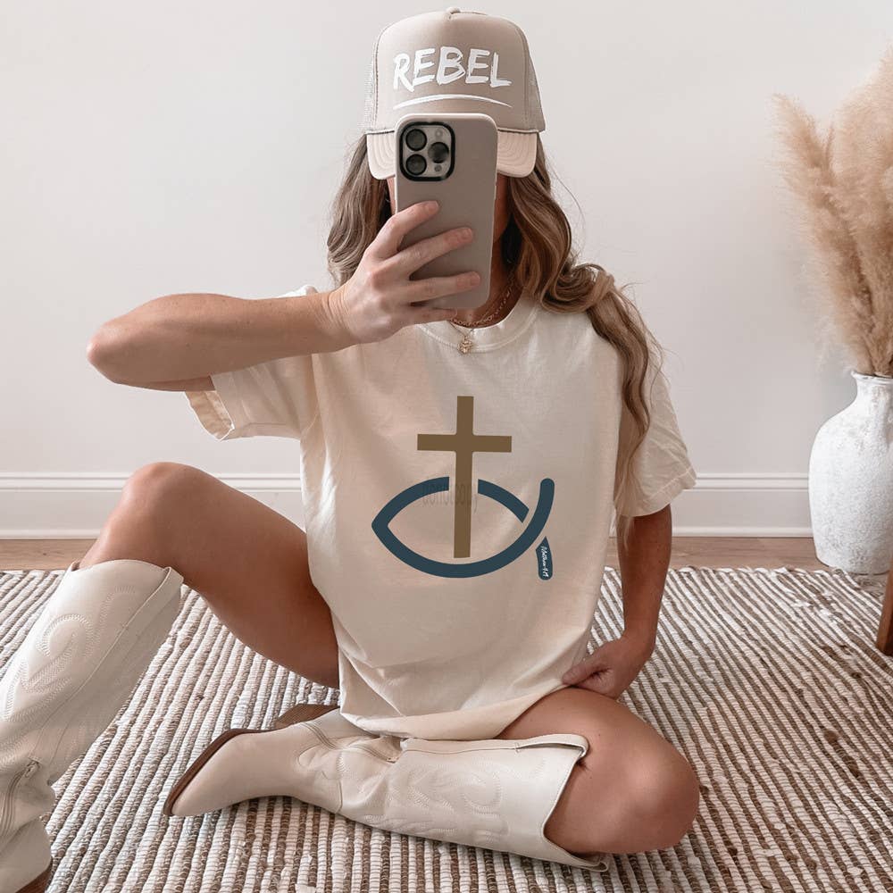 Minimal Cross Fish - Adult & Kids T-Shirts, Sweatshirts & Hoodies apparel design preview 1