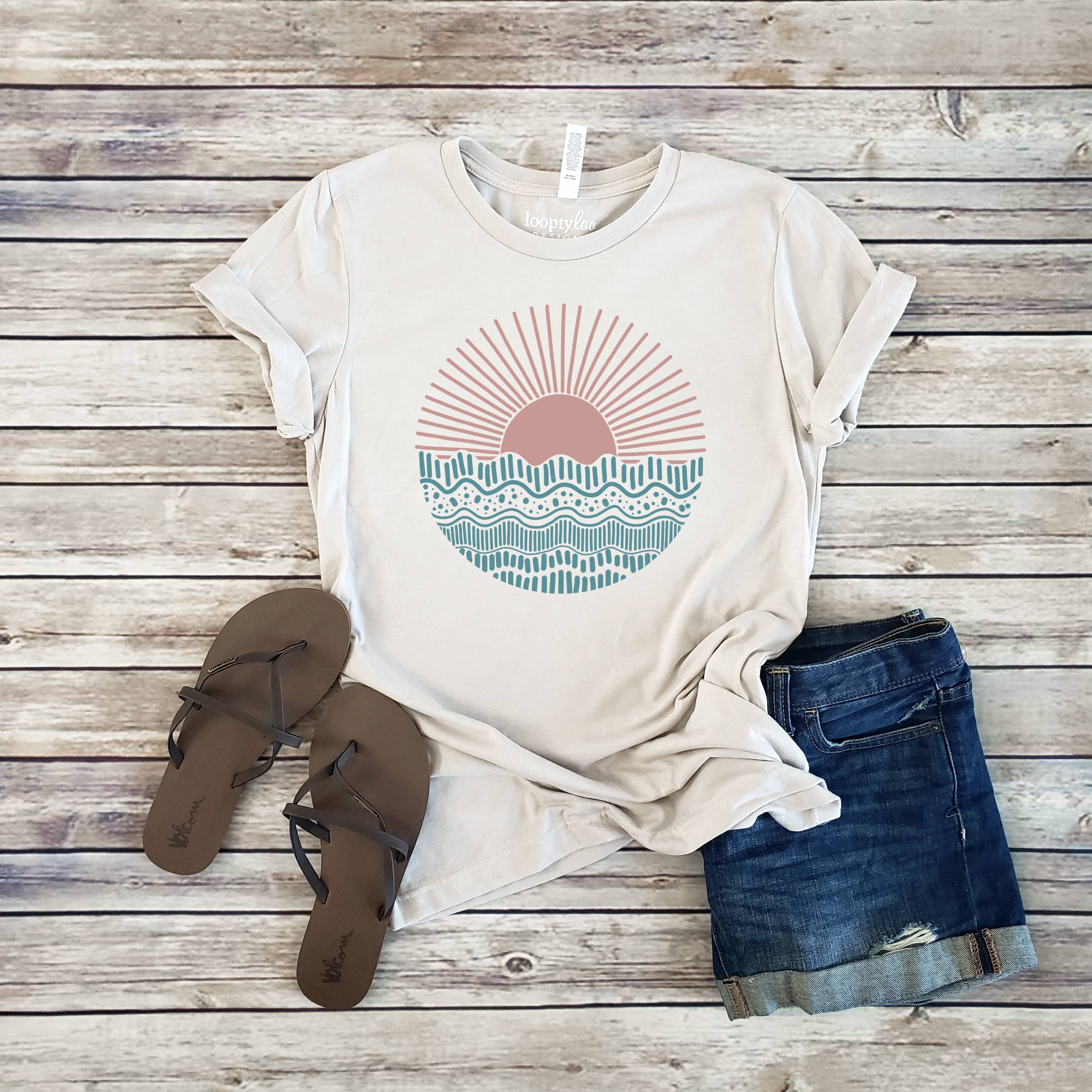 Patterned Sunset Beach 2 Color Options XS-2XL - Adult & Kids T-Shirts, Sweatshirts & Hoodies apparel design preview 1