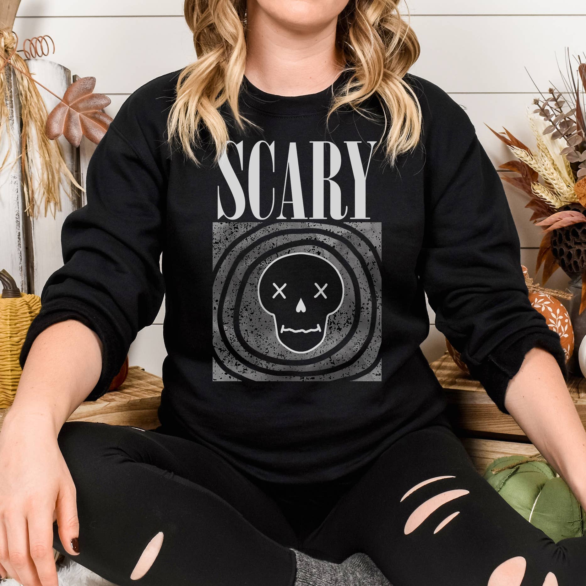 Scary Skeleton Crewneck Halloween Unisex Size - Adult & Kids T-Shirts, Sweatshirts & Hoodies apparel design preview 1
