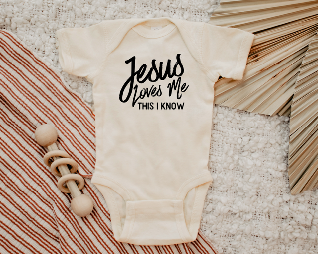 Jesus Loves Me This I Know Baby Onesie - Adult & Kids T-Shirts, Sweatshirts & Hoodies apparel design preview 1