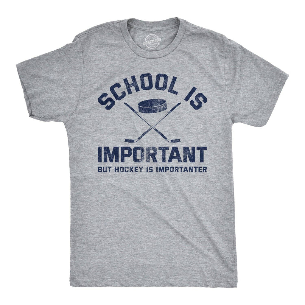 School Is Important But Hockey Importanter Men's - Adult & Kids T-Shirts, Sweatshirts & Hoodies apparel design preview 1
