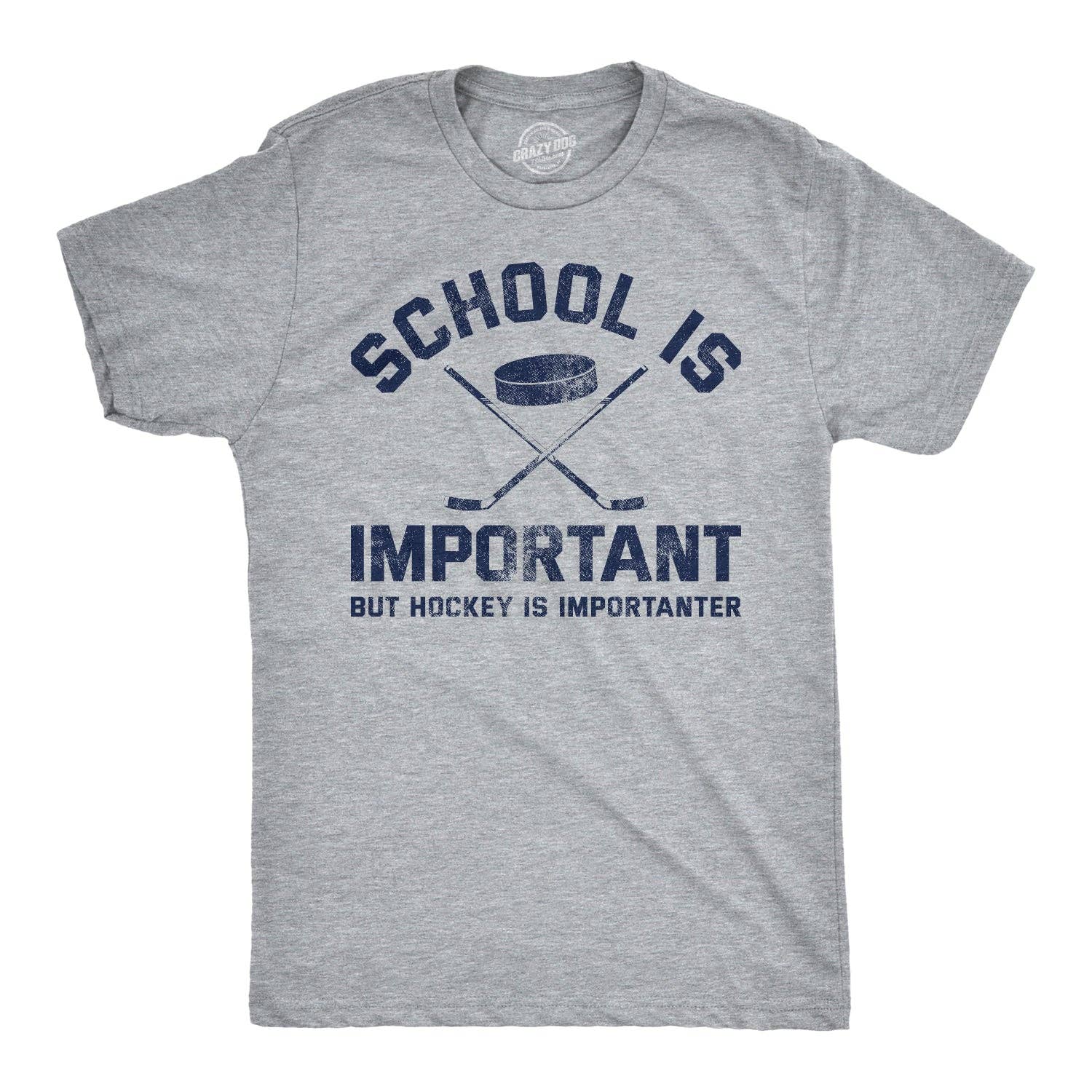 School Is Important But Hockey Importanter Men's - Adult & Kids T-Shirts, Sweatshirts & Hoodies apparel design preview 1