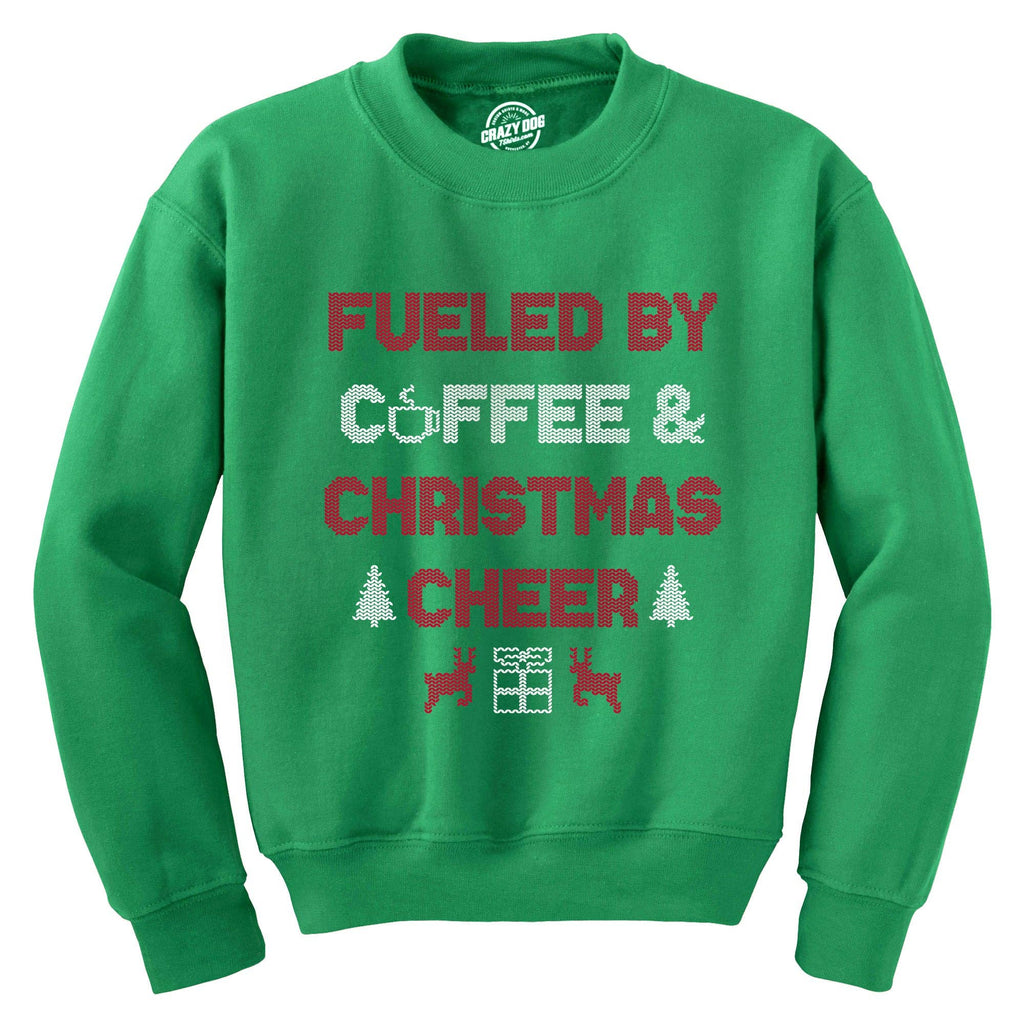 Fueled By Coffee and Christmas Cheer Crew Neck - Adult & Kids T-Shirts, Sweatshirts & Hoodies apparel design preview 1