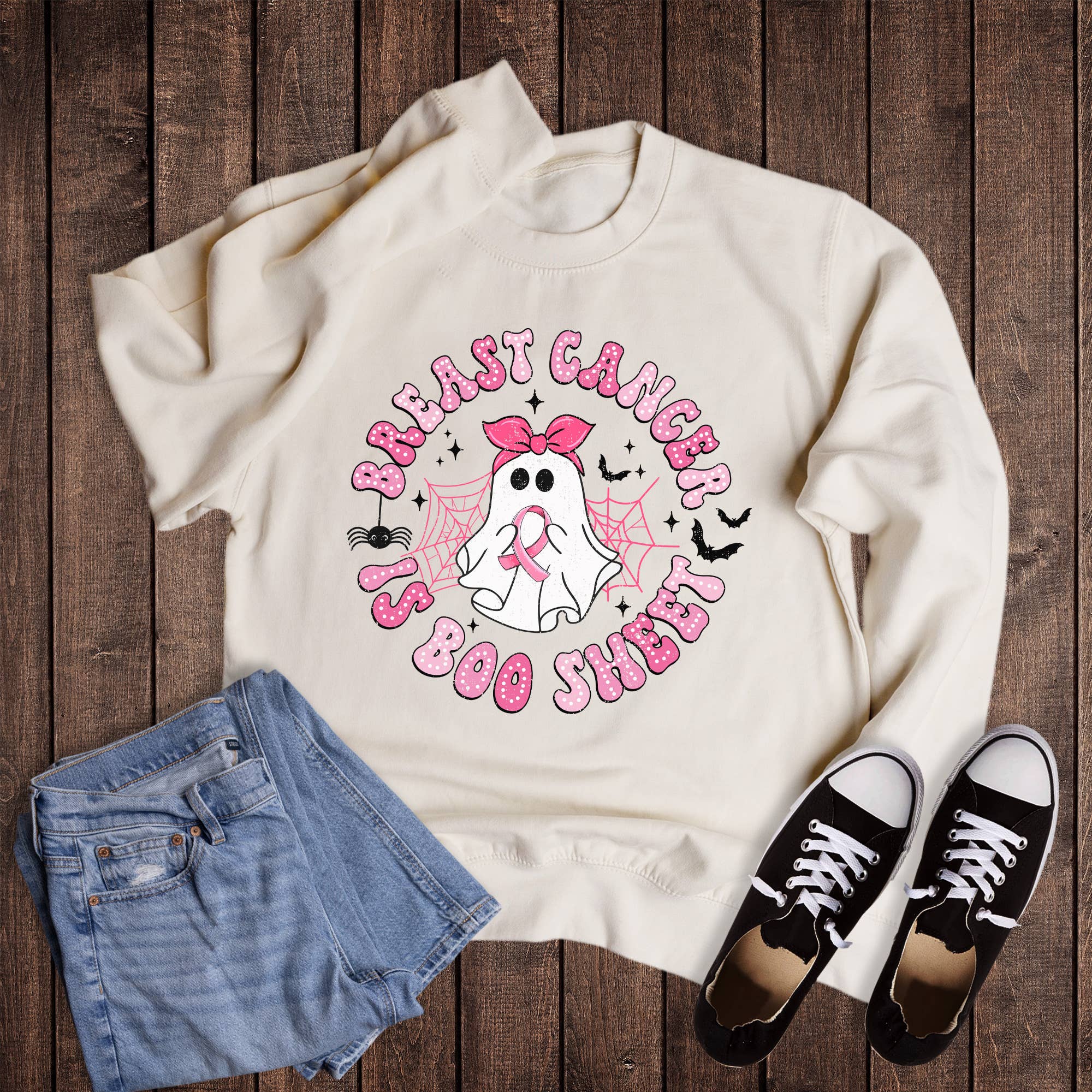 Breast Cancer Boo Sheet Ghost - Adult & Kids T-Shirts, Sweatshirts & Hoodies apparel design preview 1