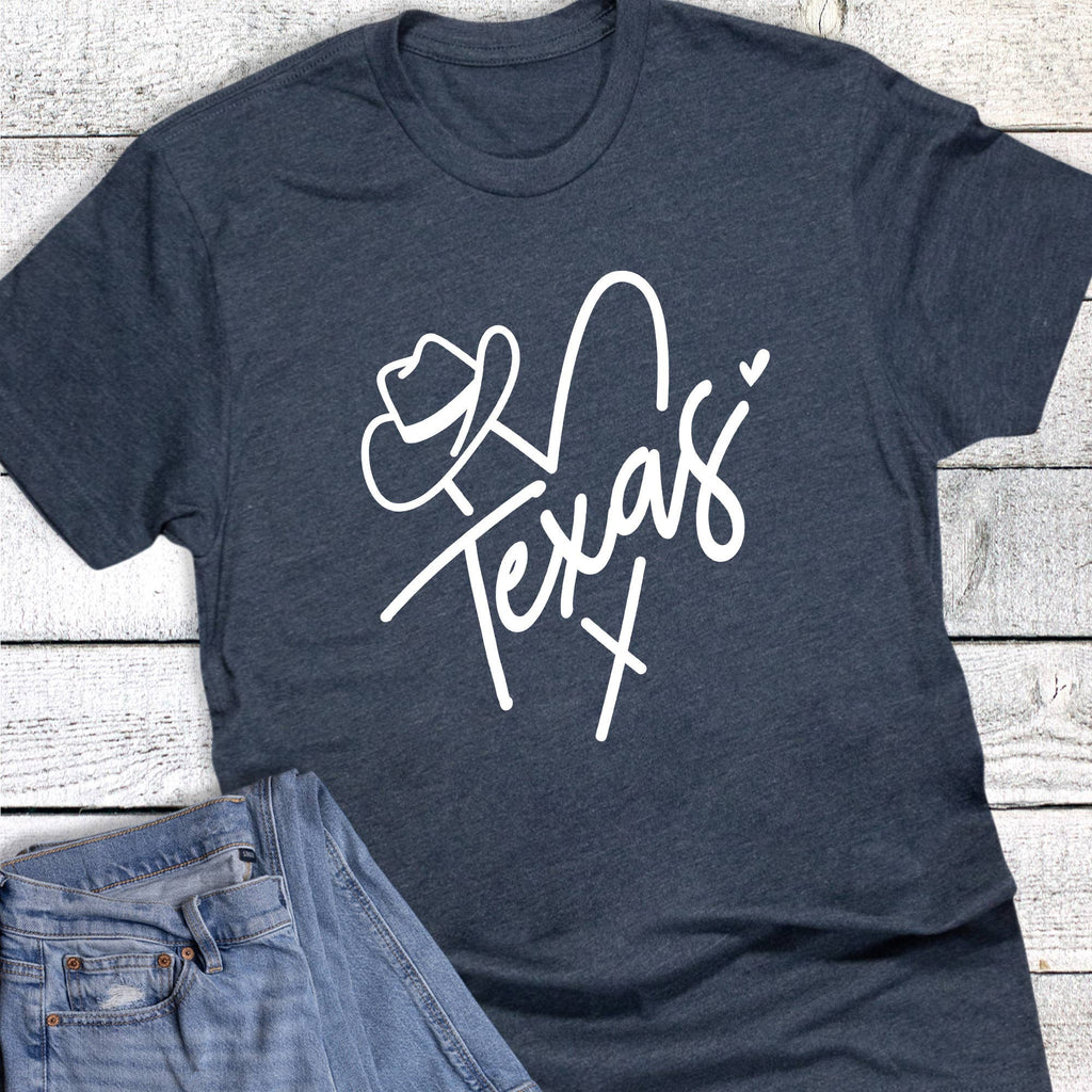 Texas Heart and Cowboy Hat Graphic - Adult & Kids T-Shirts, Sweatshirts & Hoodies apparel design preview 1