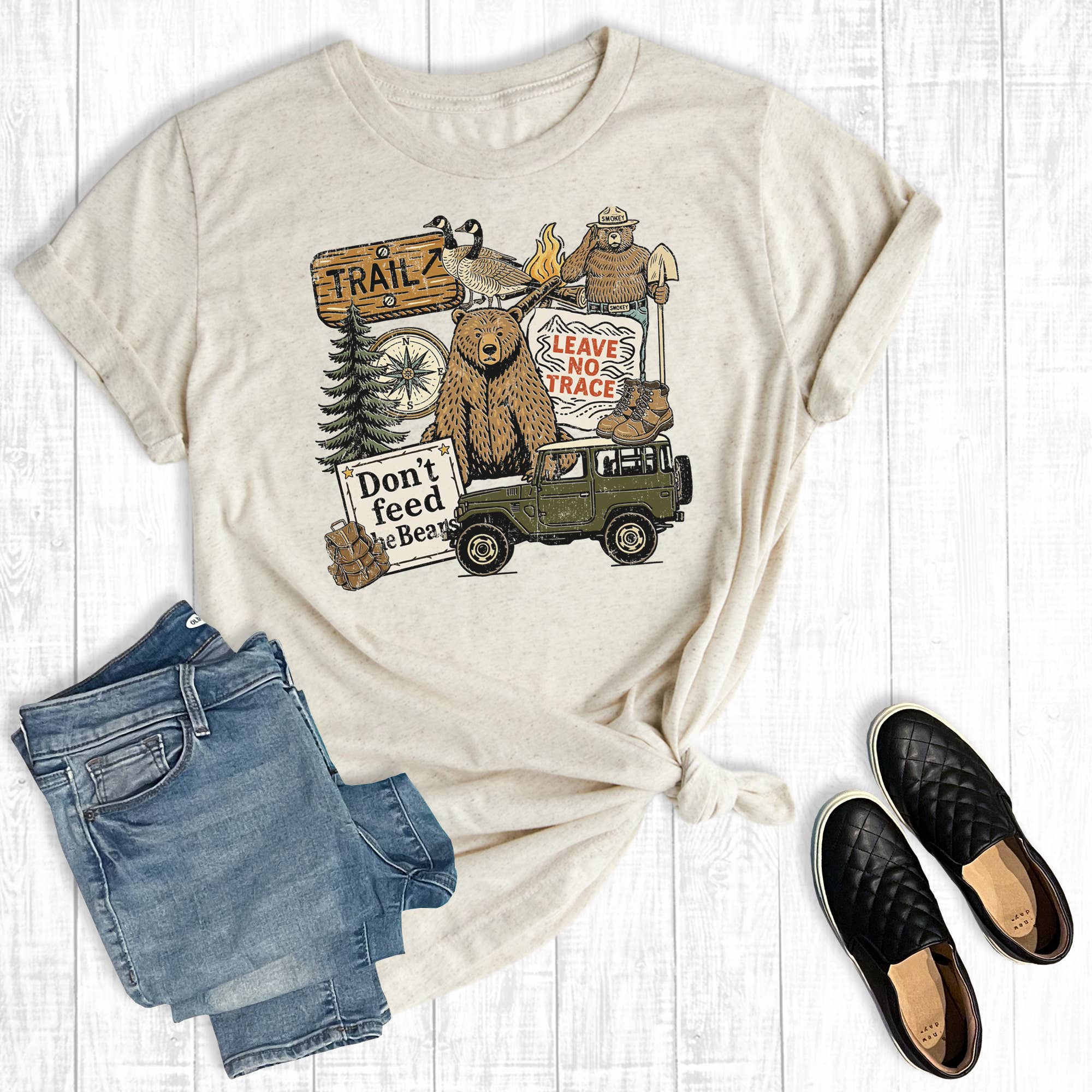 Summertime Camping Bear Graphic - Adult & Kids T-Shirts, Sweatshirts & Hoodies apparel design preview 1