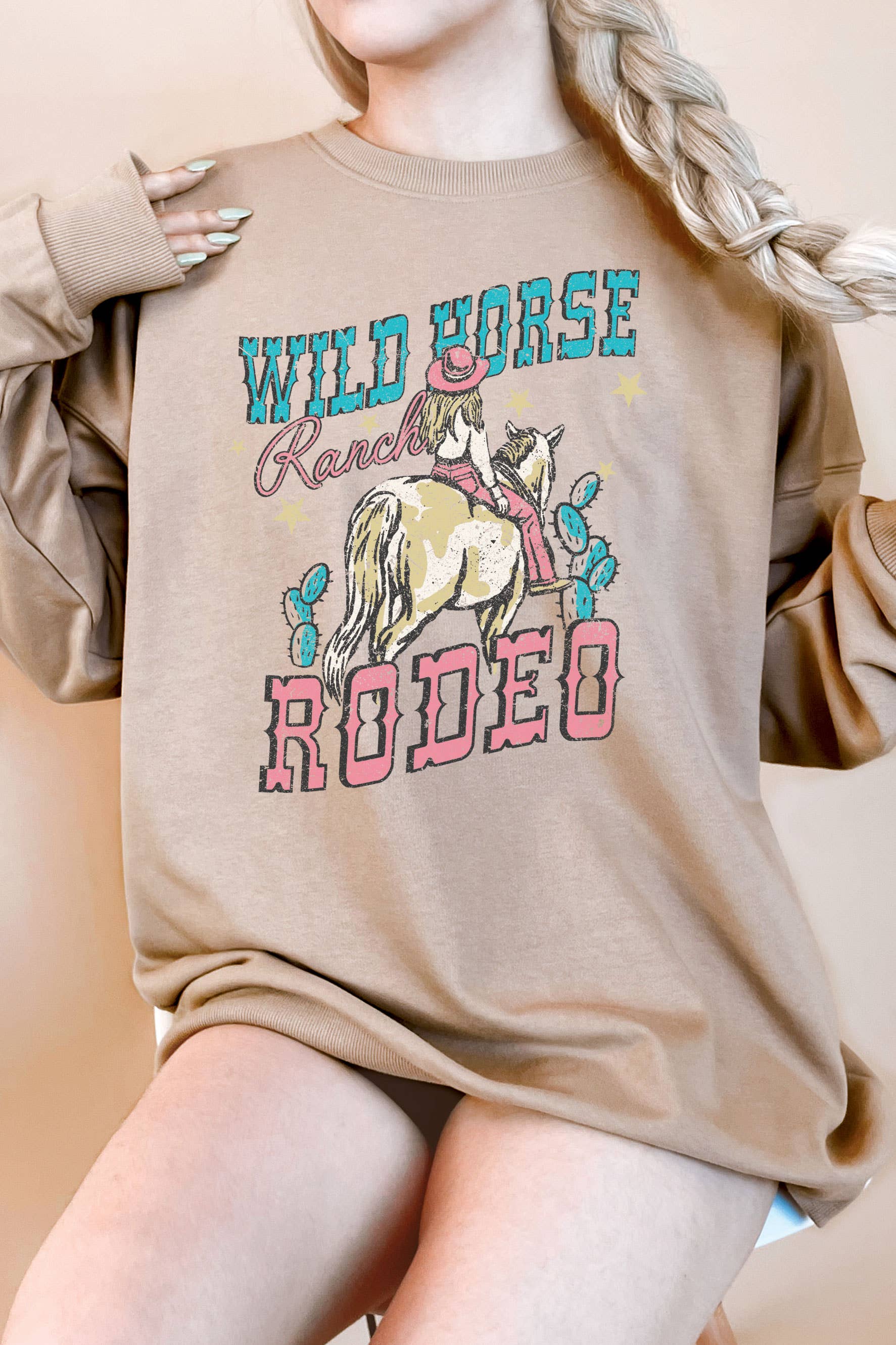 Wild Horse Ranch Rodeo Cow Girl Oversize Terry - Adult & Kids T-Shirts, Sweatshirts & Hoodies apparel design preview 1