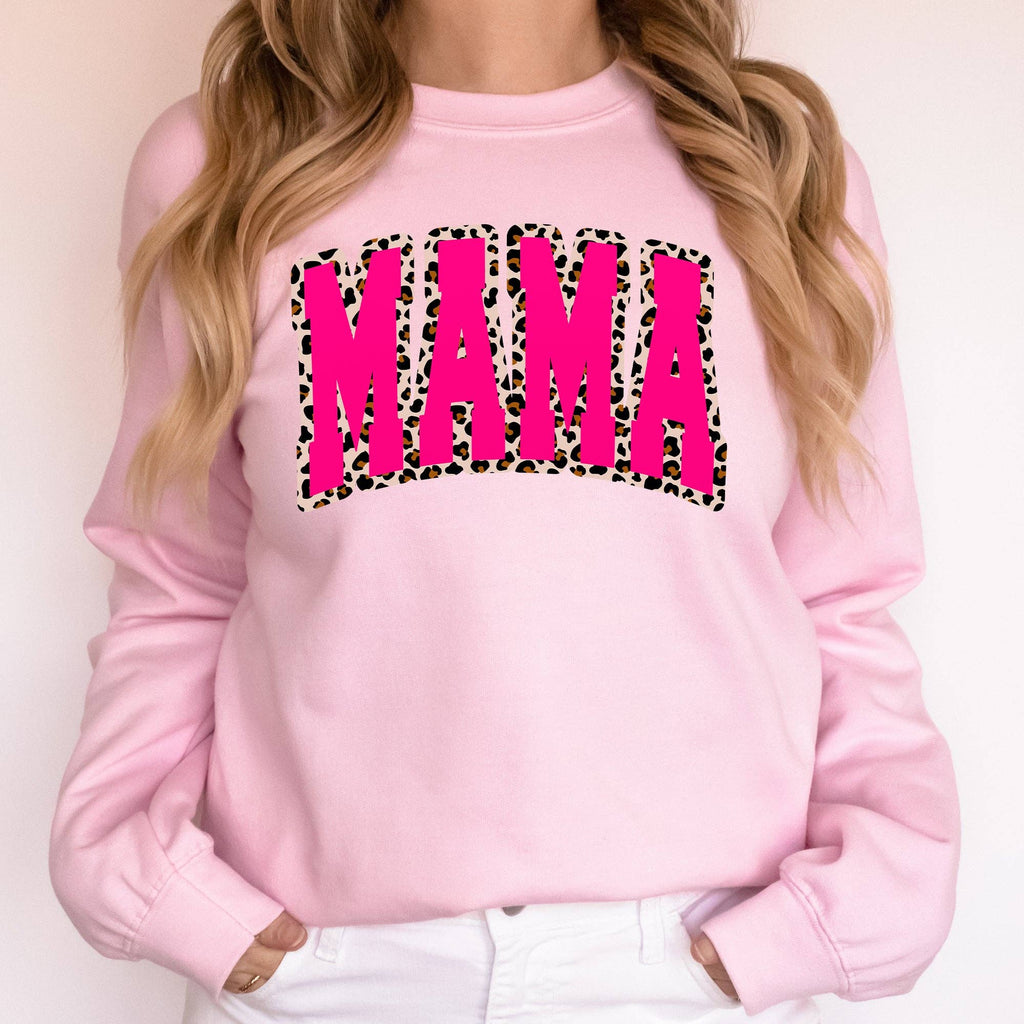 Mama, Pink Leopard Print, Varsity, Mother's Day - Adult & Kids T-Shirts, Sweatshirts & Hoodies apparel design preview 1