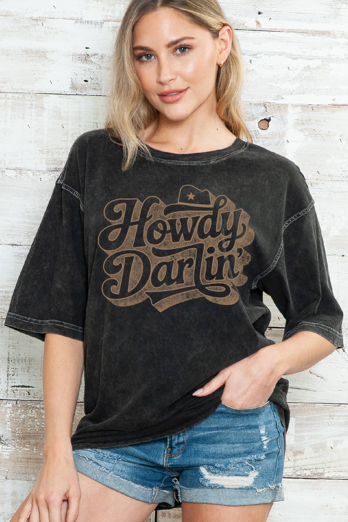 Women Howdy Graphic Print Mineral Wash Oversize - Adult & Kids T-Shirts, Sweatshirts & Hoodies apparel design preview 1