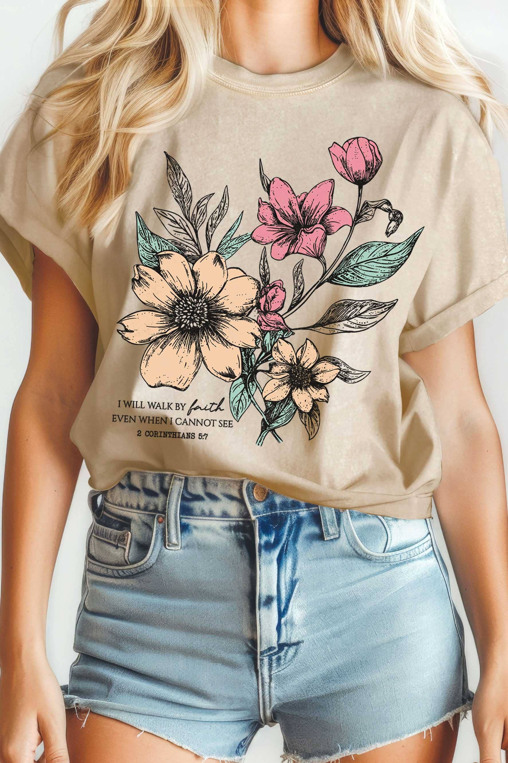 I Will Walk Faith Flower Mineral Graphic - Adult & Kids T-Shirts, Sweatshirts & Hoodies apparel design preview 1