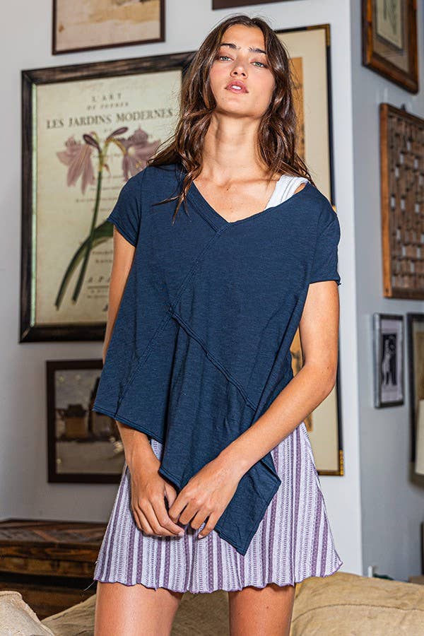 T1901 -Asymmetrical Hem Solid Top with Raw Edges - Adult & Kids T-Shirts, Sweatshirts & Hoodies apparel design preview 1