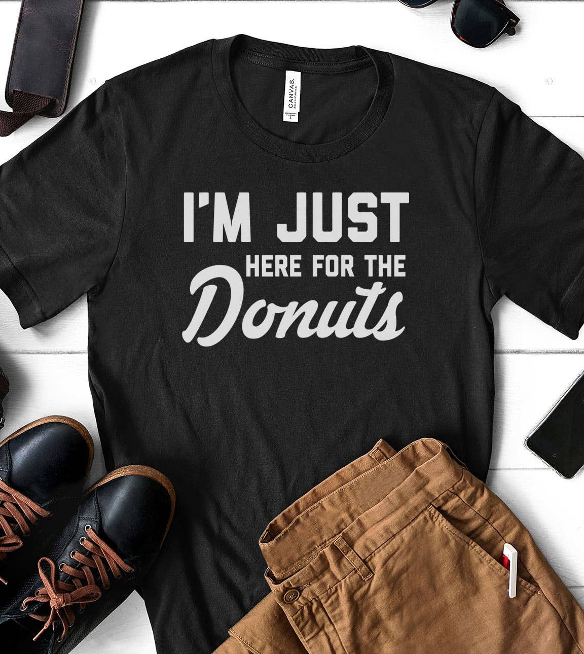I'm Just Here For the Donuts Sassy Funny - Adult & Kids T-Shirts, Sweatshirts & Hoodies apparel design preview 1