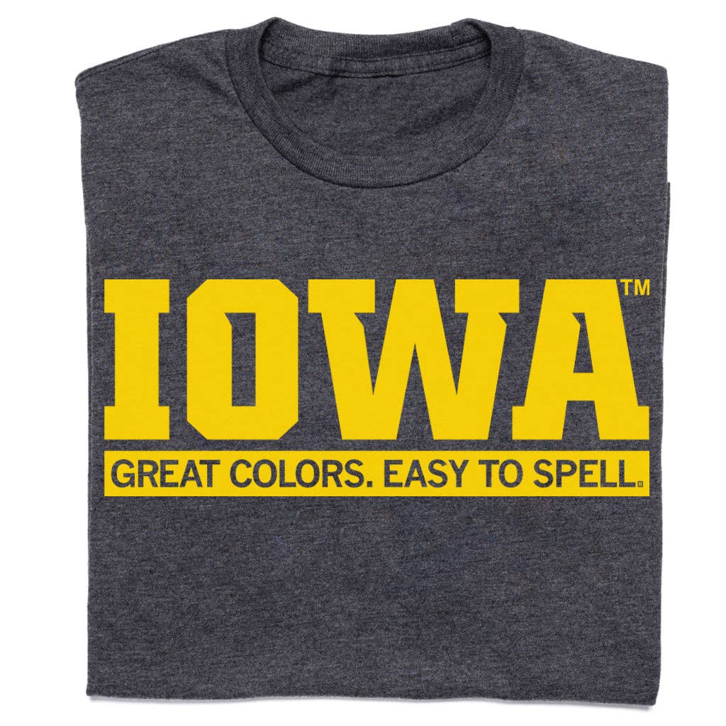 Iowa: Great Colors Easy To Spell Charcoal - Adult & Kids T-Shirts, Sweatshirts & Hoodies apparel design preview 1