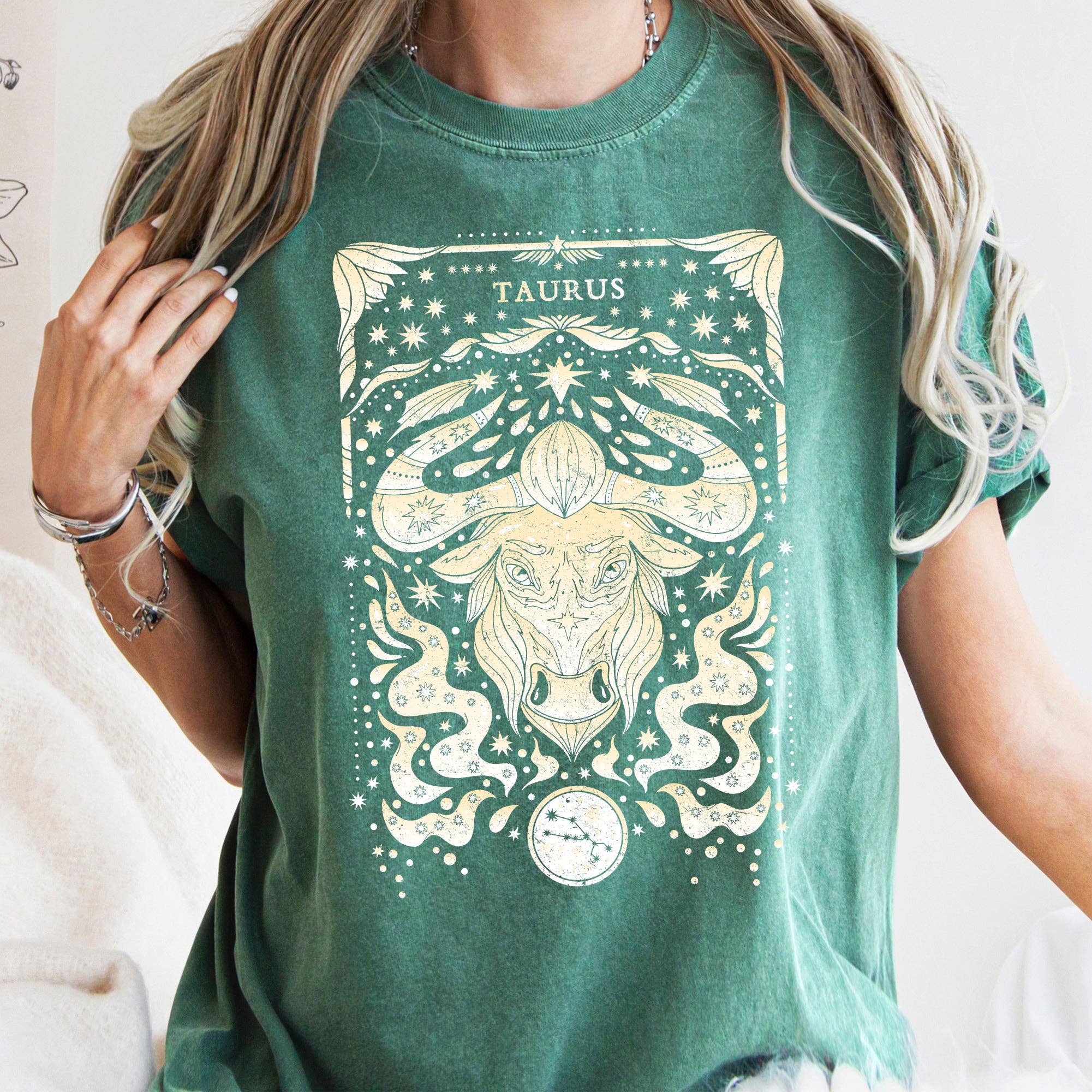 Taurus Celestial Zodiac Comfort Colors Horoscope, - Adult & Kids T-Shirts, Sweatshirts & Hoodies apparel design preview 1