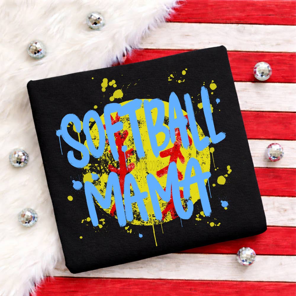 Softball Mama Paint Splatter - Adult & Kids T-Shirts, Sweatshirts & Hoodies apparel design preview 1