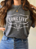 Long Live Cowboy Cow Skull Graphic - Adult & Kids T-Shirts, Sweatshirts & Hoodies apparel design preview 1