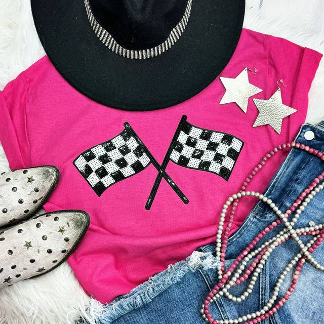 Checkered Flags Sequin Patch Everyday - Adult & Kids T-Shirts, Sweatshirts & Hoodies apparel design preview 1