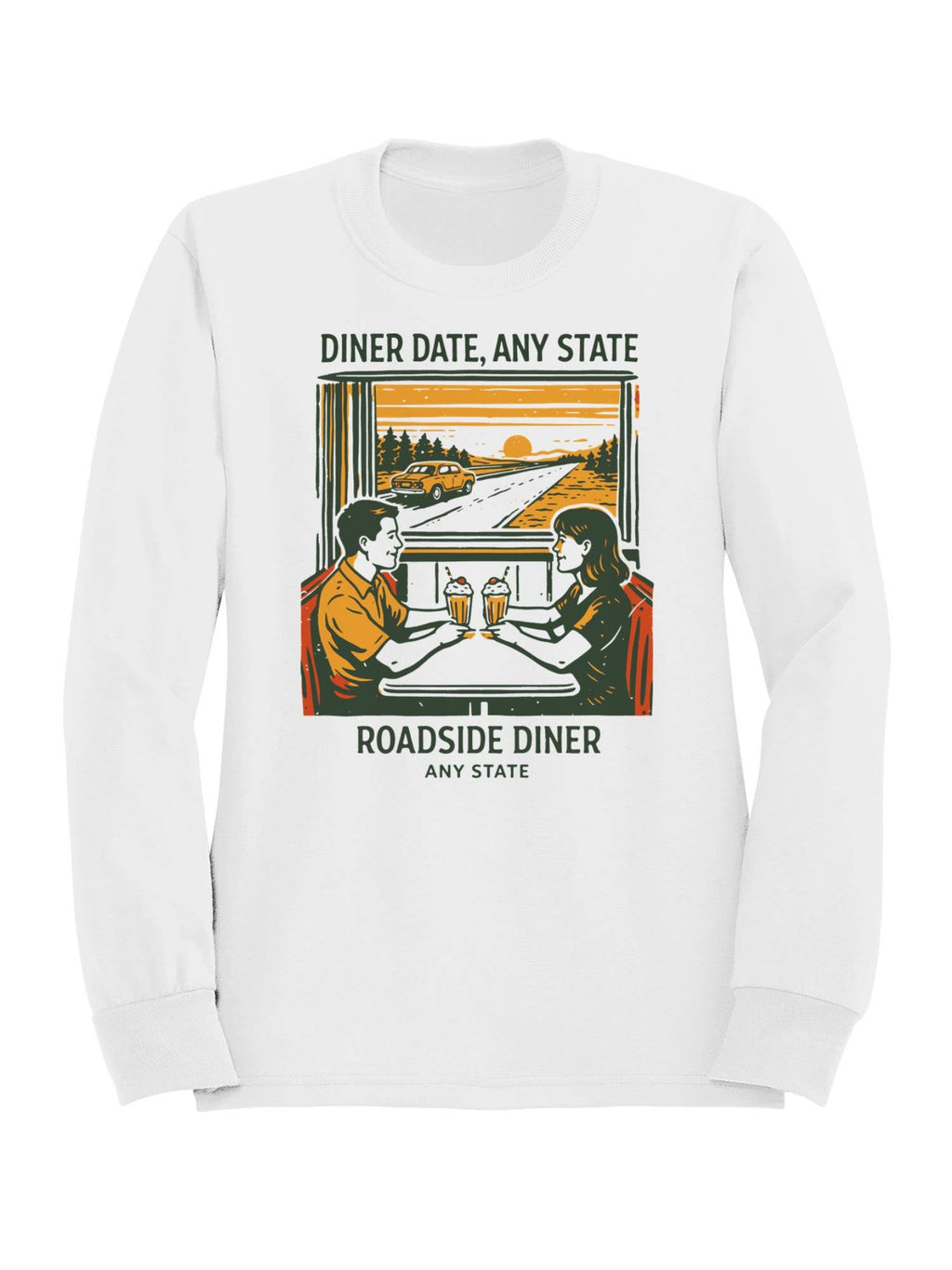 Roadtrip USA Diner Date Roadside Adventure Men's - Adult & Kids T-Shirts, Sweatshirts & Hoodies apparel design preview 1