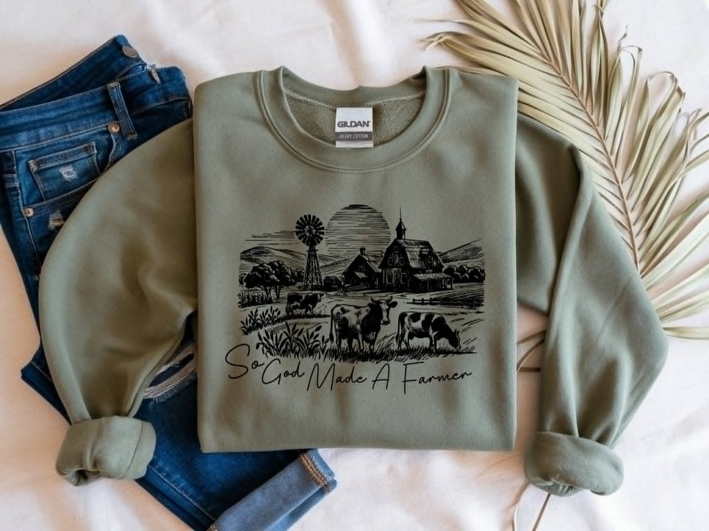 So God Made A Farmer Western Faith Graphic - Adult & Kids T-Shirts, Sweatshirts & Hoodies apparel design preview 1