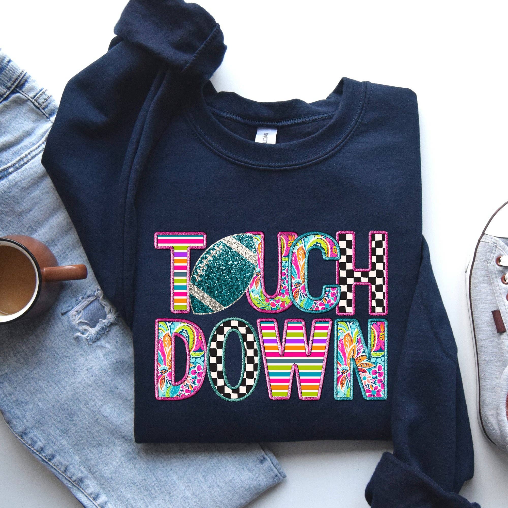 Touchdown, Colorful Football, Sports, Game Day - Adult & Kids T-Shirts, Sweatshirts & Hoodies apparel design preview 1