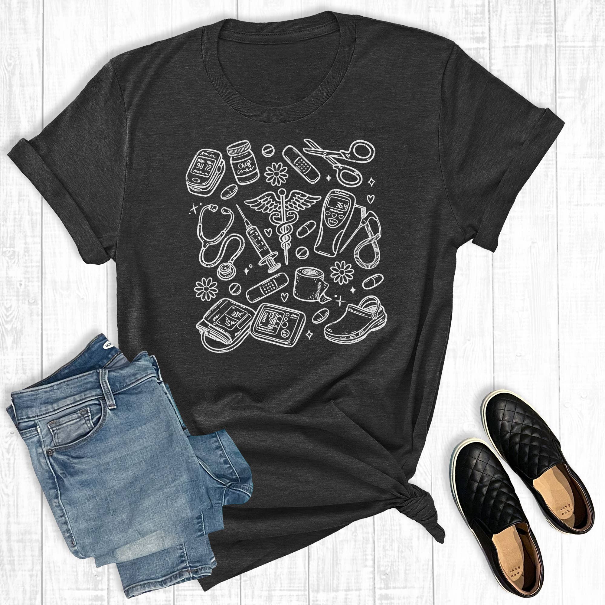 Retro Coquette Nurse Collage Graphic - Adult & Kids T-Shirts, Sweatshirts & Hoodies apparel design preview 1