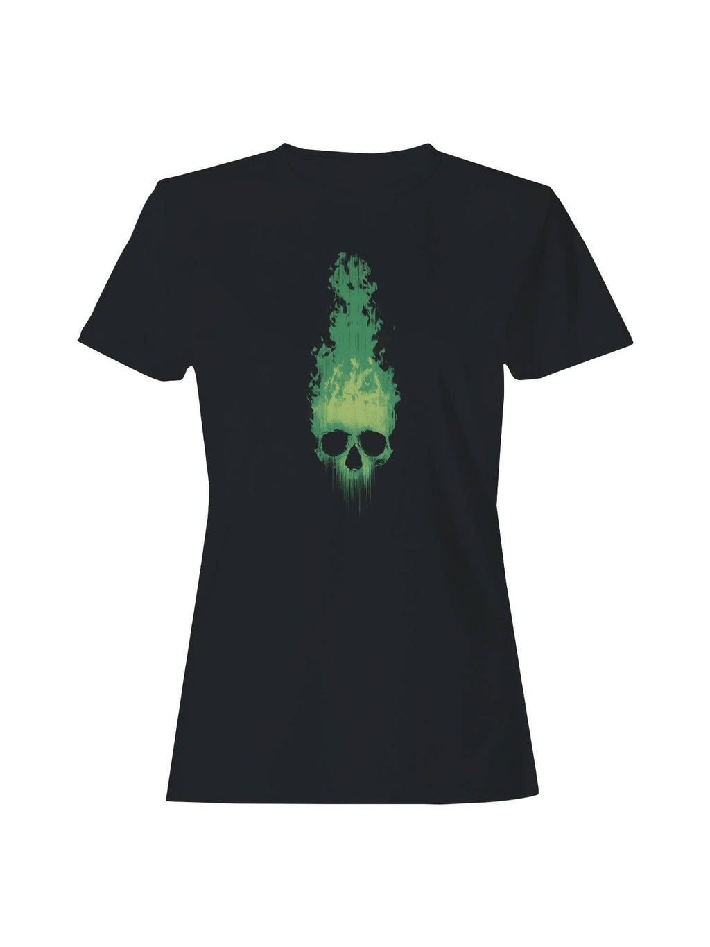 Fiery Green Skull Art Women's - Adult & Kids T-Shirts, Sweatshirts & Hoodies apparel design preview 1