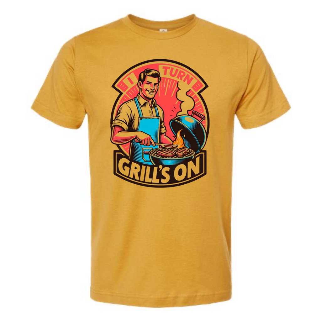 I Turn Grill's On Grilling Bbq Multi Color Print - Adult & Kids T-Shirts, Sweatshirts & Hoodies apparel design preview 1
