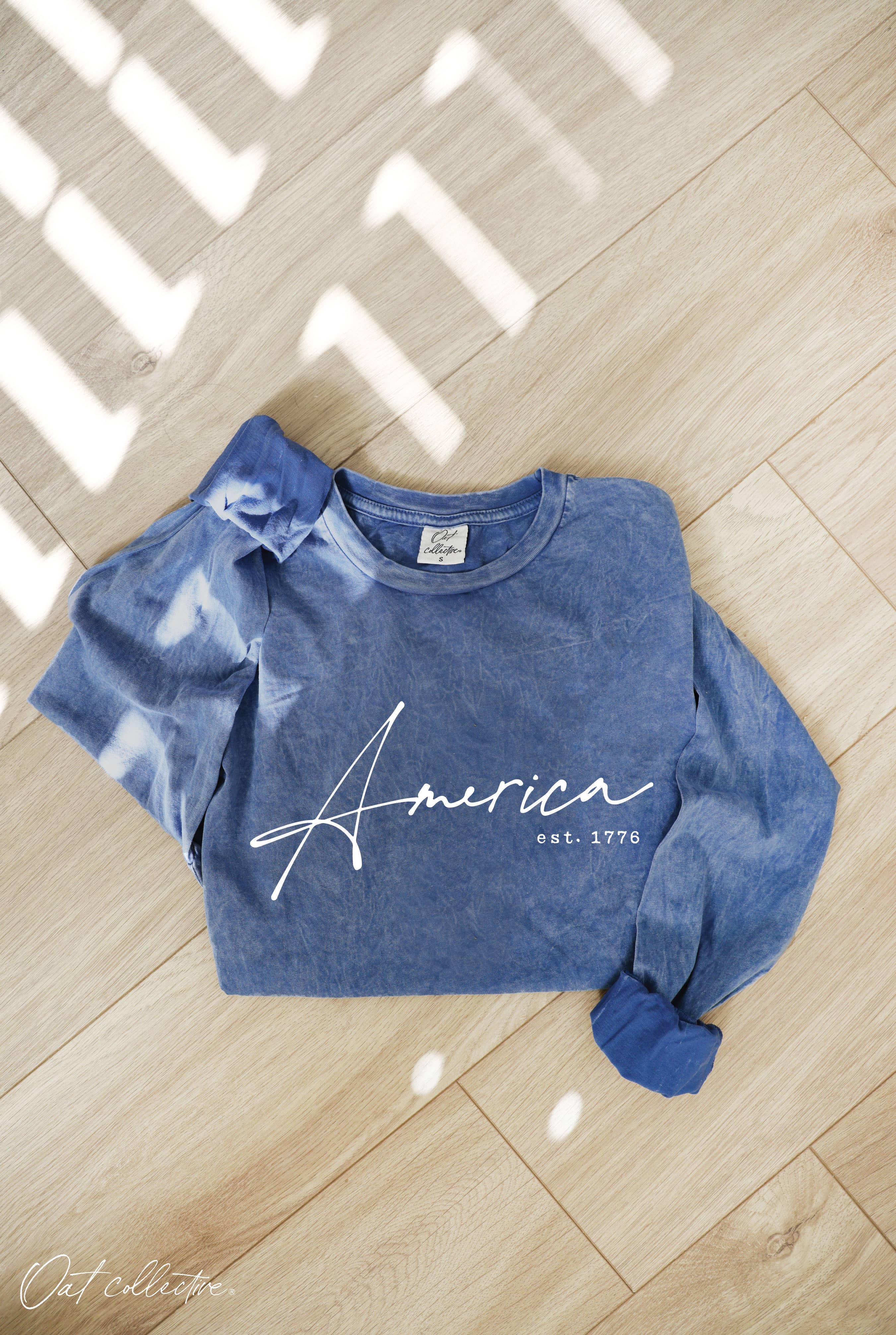 America Est.1776 Mineral Washed Graphic - Adult & Kids T-Shirts, Sweatshirts & Hoodies apparel design preview 1